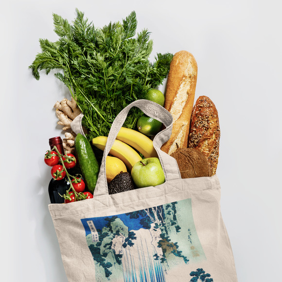 Japanese Yoro Waterfall Blue Canvas Tote - Picture 4 of 5